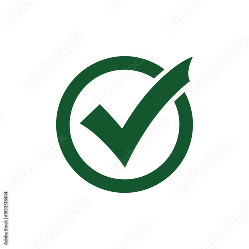 A green checkmark in a circle symbolizes completion and correctness.