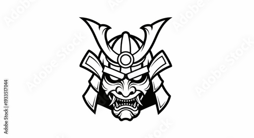 Samurai helmet vector illustration on plain background