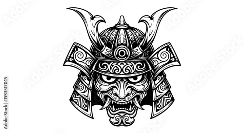 Samurai helmet illustration artwork