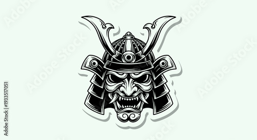 Samurai helmet with skull illustration