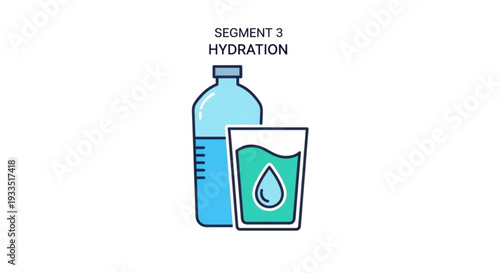Hydration concept with water bottle and glass segment 3 promoting healthy drinking habits and fluids