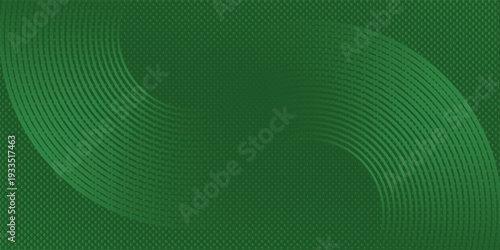 Abstract green glowing geometric lines on greenbackground. Modern shiny green circle lines pattern.