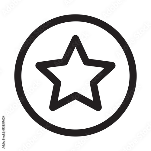 Simple black star icon within a circular border, symbolizing rating or favorite, in a minimalist illustration style from a direct viewpoint