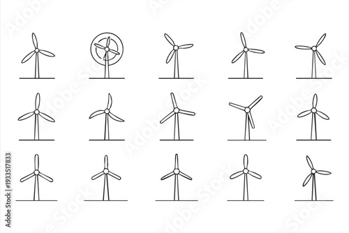 Sustainable Energy and Wind Turbine Symbol Collection for Eco Projects