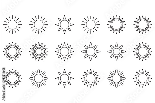 Bright Sunshine Symbol Set for Climate and Seasonal Design