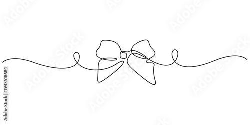 Minimalist, Continuous line art illustration of a bow tie vector illustration