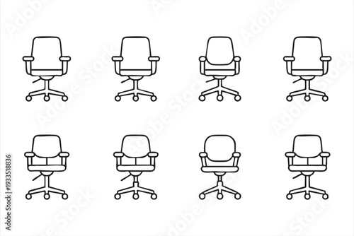Ergonomic Seating Icon Pack for Office Furniture and Workspace Concepts