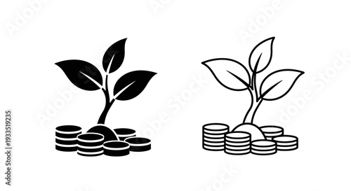 Growth money plant icon Vector