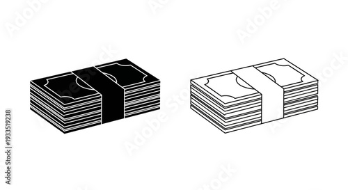 Stacked money and cash Vector