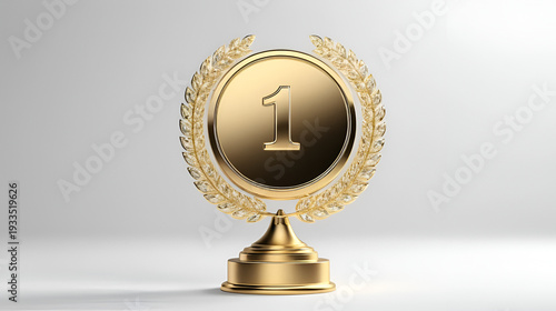 Gold First Number Winner Award with Transparent Background 3d Render