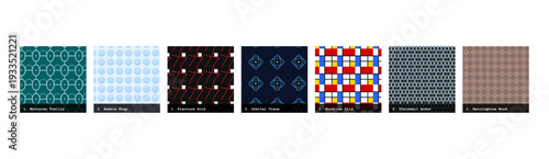 High resolution seamless patterns with bold geometric and organic designs. Vibrant, tileable backgrounds ideal for fabric printing, textile production, wallpaper, packaging, wrapping paper, scrapbook