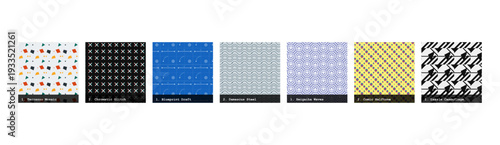 High resolution seamless patterns with bold geometric and organic designs. Vibrant, tileable backgrounds ideal for fabric printing, textile production, wallpaper, packaging, wrapping paper, scrapbook