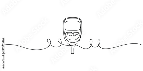 Continuous one line drawing of a pulse oximeter device, Concept for measure oxygen saturation in the blood