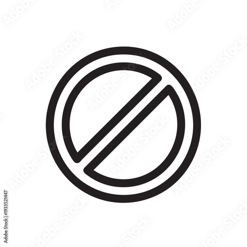 A black prohibition symbol on a white background, viewed directly, represents denial or restriction, indicating something is not allowed or prohibited.