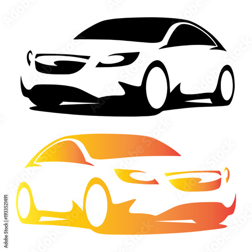 Modern Car Silhouette and Racing Logo Icons Pack