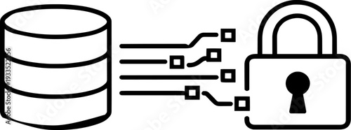 Minimal Line Art Illustration of Data Security and Protection - Minimalist Icon for Database and Cyber Security