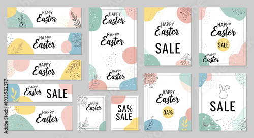 Elegant Easter Holiday Marketing and Event Promotion Design Kit with Abstract Pastel Graphics