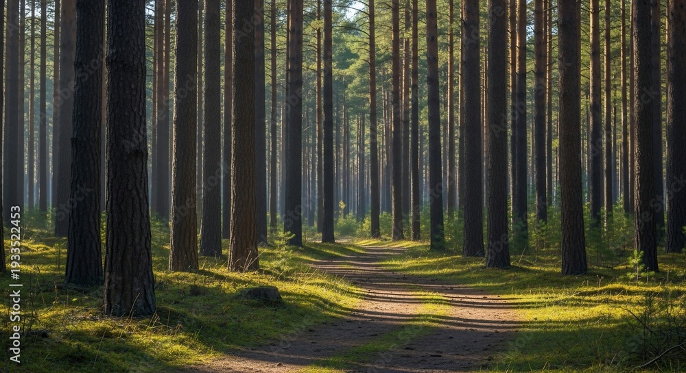 Obraz premium Forest pathway sunlight