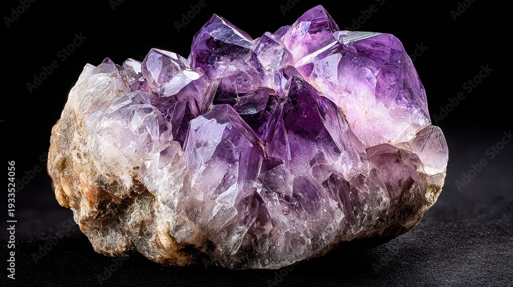 Fototapeta premium Jagged Amethyst Geode Crystal Clusters Displaying Deep Purple Hues