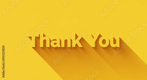 3D Thank You Text on Yellow Background.