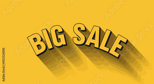 Big Sale 3D Text on Yellow Background.