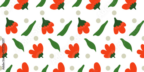 Seamless background featuring vibrant hot chili peppers scattered across an endless pattern
