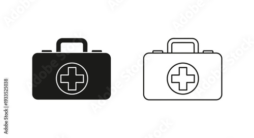 Medical first aid kit icons Vector