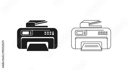 Modern printers comparison icons Vector