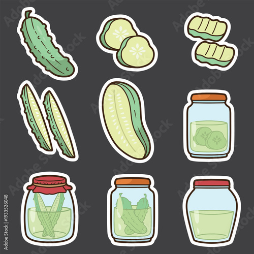 set of pickle good for sticker, badge, element design, print design, etc