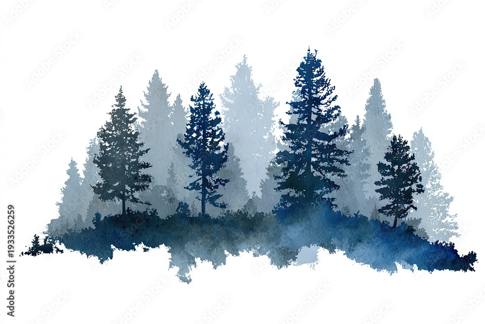 Obraz premium Watercolor forest silhouettes (1)