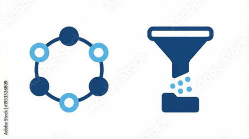 Set of 2 molecular structure and funnel icons vector