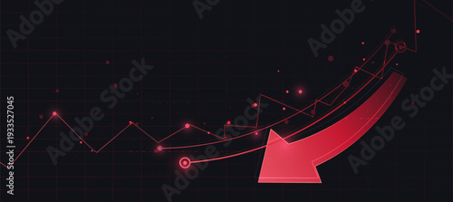 Business Financial Chart Showing Negative Growth, Recession, or Stock Market Crash