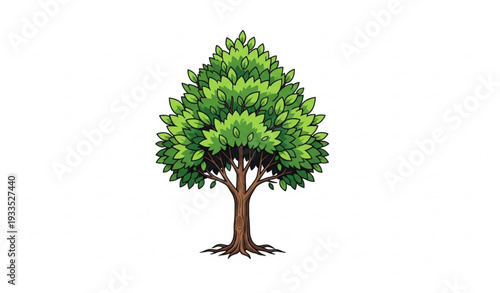 Green tree vector illustration symbolizing growth, renewal, and natural environment