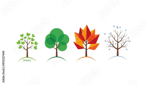 Stylized new tree vector illustration symbolizing growth and seasonal nature renewal