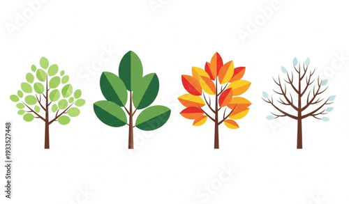 Stylized new tree vector illustration symbolizing growth and seasonal nature renewal
