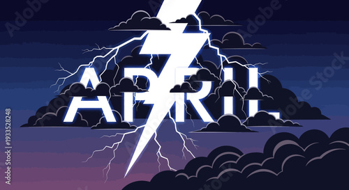 April Stormy Weather with Lightning Bolt.