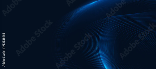 Abstract blue wavy lines on dark background, modern tech banner, corporate business concept, hi-tech abstract background for presentation business or tech event poster EPS 10