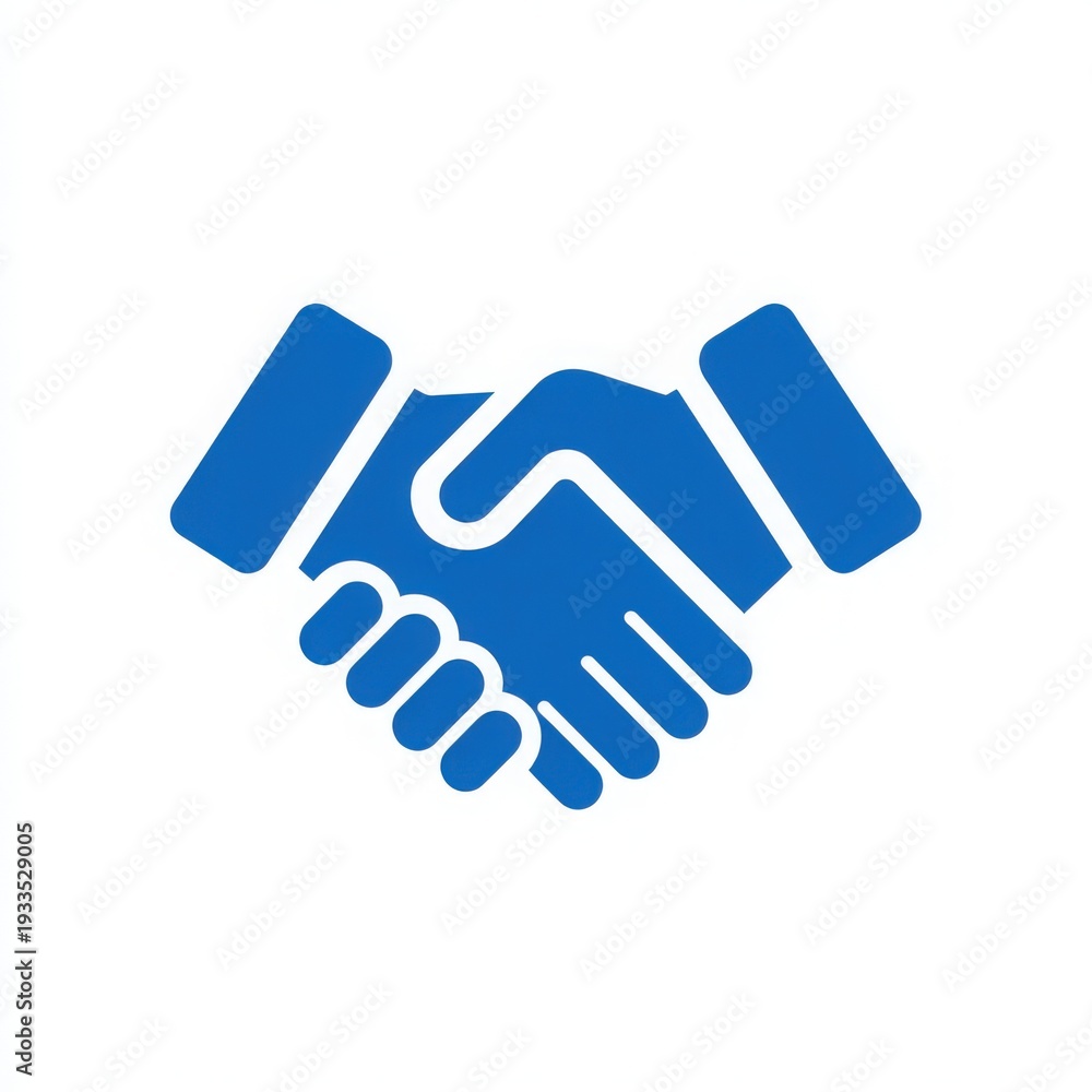 Fototapeta premium Blue Handshake Icon Representing Partnership and Collaboration Concept
