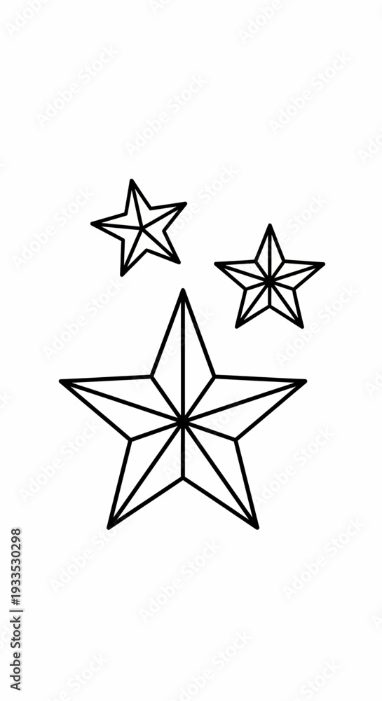 Fototapeta premium Three Black and White Stars Illustration.