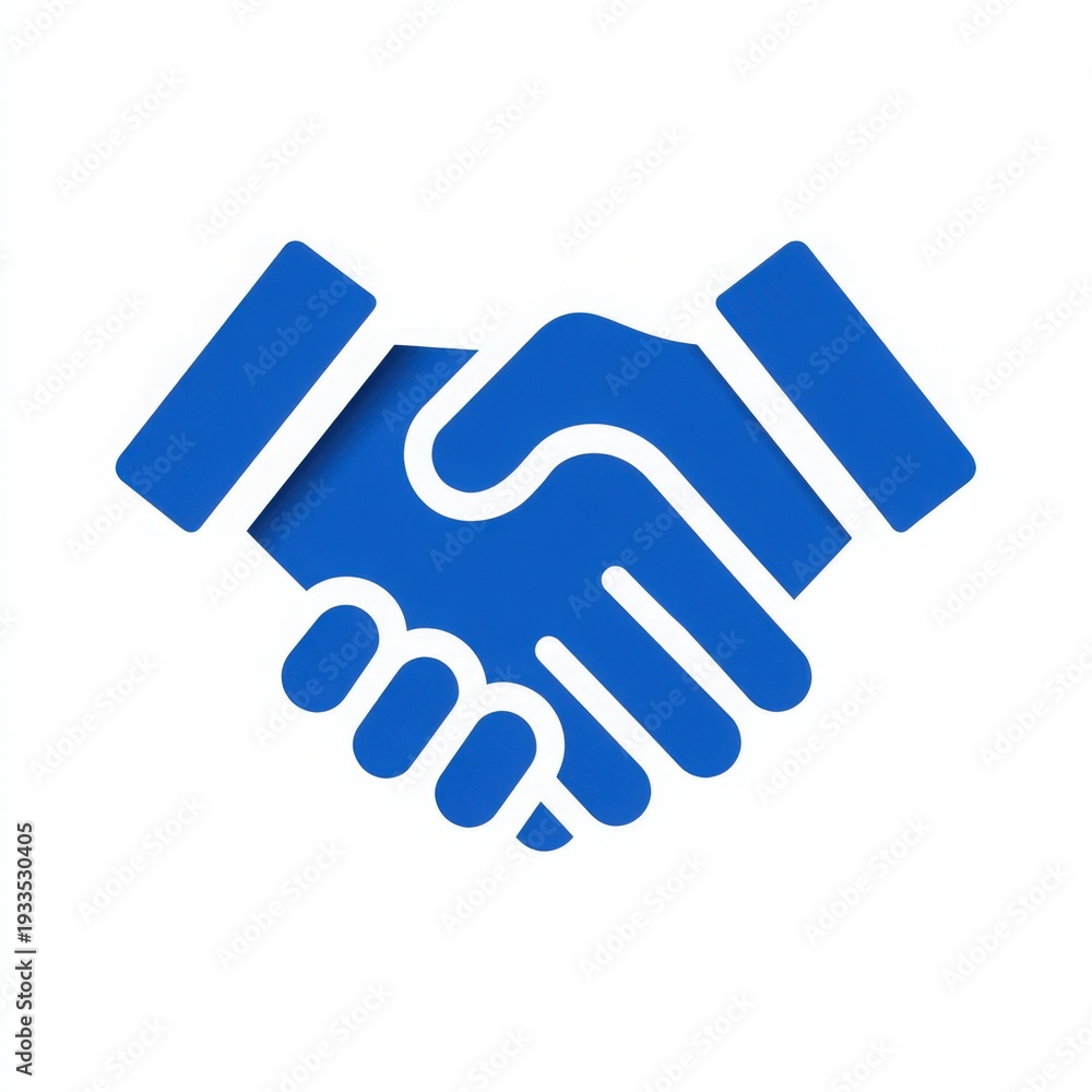 Fototapeta premium Blue Handshake Icon Representing Partnership and Cooperation Concept