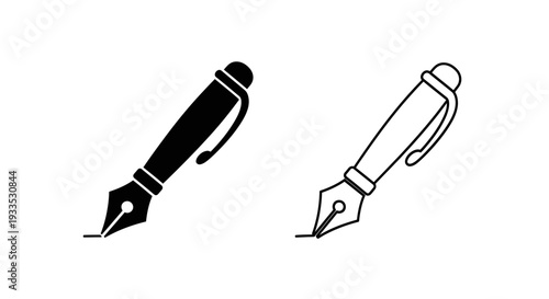 Minimalist pen and fountain pen vector icons Vector