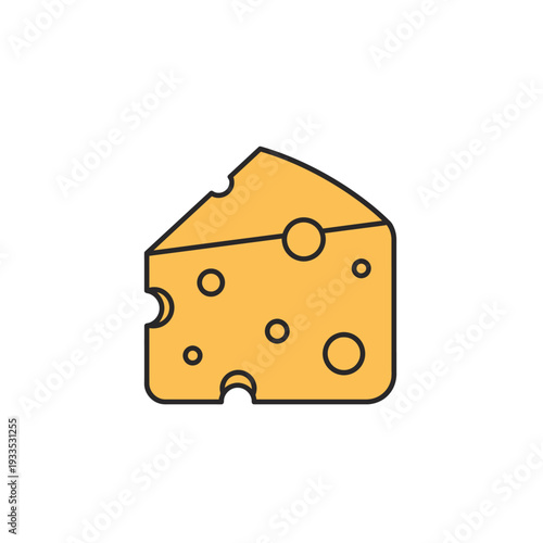 Yellow Cheese Wedge Icon with Holes