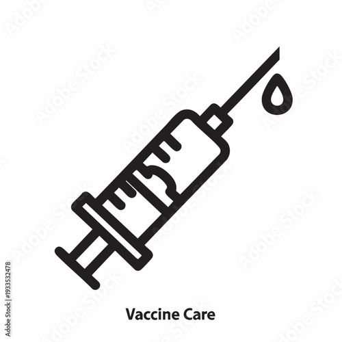 Medical syringe with vaccine dropping, healthcare concept illustration