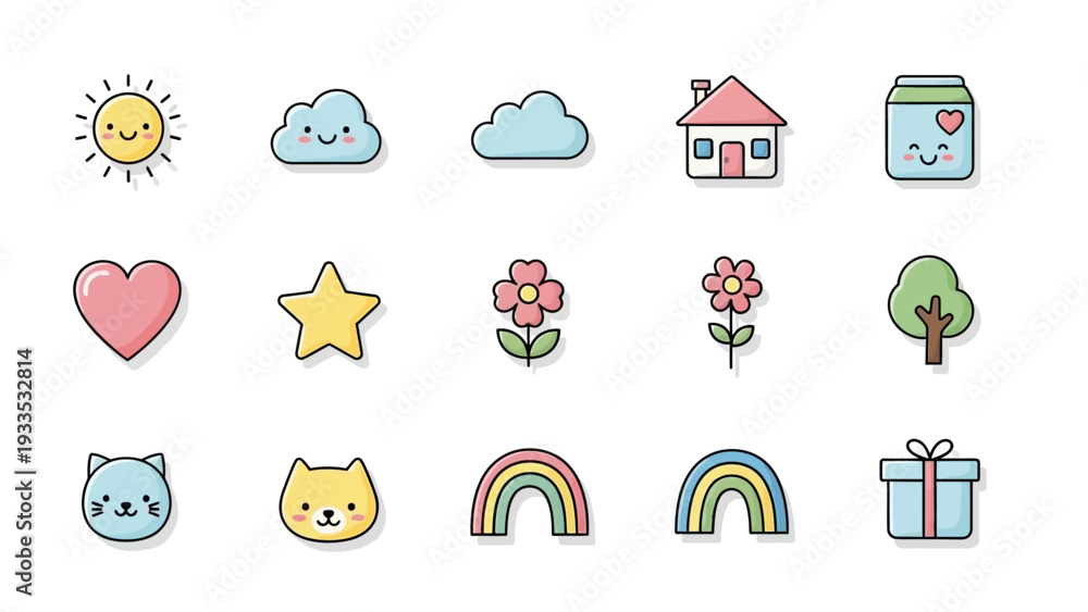 Fototapeta premium Collection of Cartoon Emoticon Style Icons.