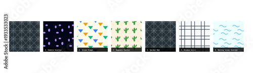 High resolution seamless patterns with bold geometric and organic designs. Vibrant, tileable backgrounds ideal for fabric printing, textile production, wallpaper, packaging, wrapping paper, scrapbook