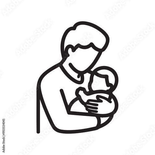 Man holding baby close in a tender moment, simple illustration of parental love and care