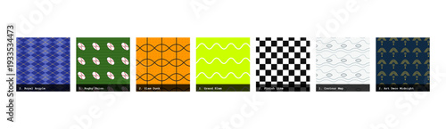 High resolution seamless patterns with bold geometric and organic designs. Vibrant, tileable backgrounds ideal for fabric printing, textile production, wallpaper, packaging, wrapping paper, scrapbook