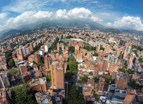 Medellin, Antioquia, Colombia - January 9, 2026. Urban panorama of the Laureles sector, a traditional neighborhood known for its residential architecture, tree-lined streets, and quality of life.