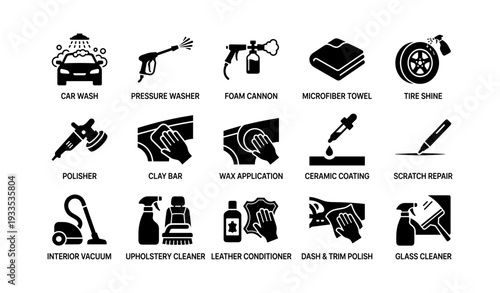Car detailing icons: essentials for a perfect vehicle finish