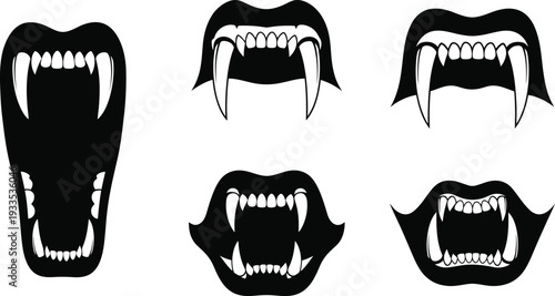 Vampire fangs and lips set for spooky Halloween designs